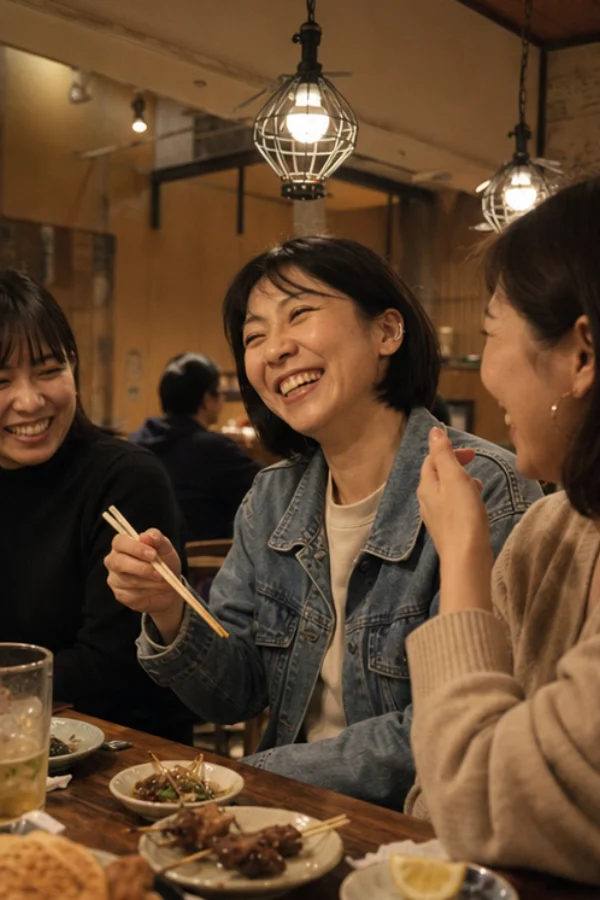 Aiko at an izakaya with friends