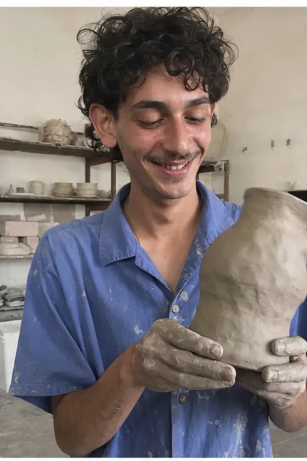 Elio making a lopsided vase