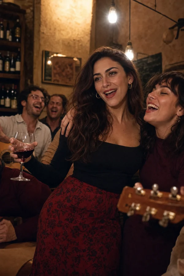Giulia singing with friends