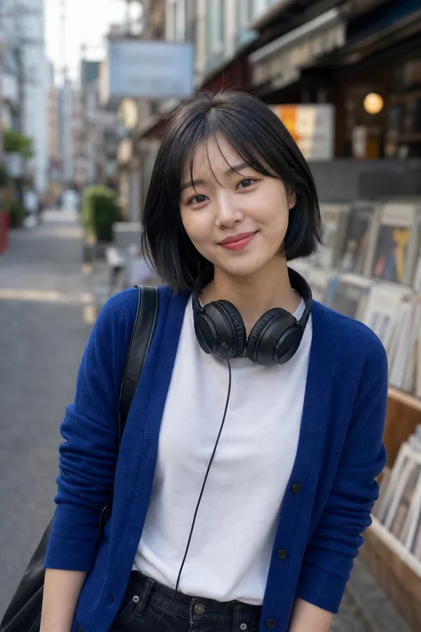 Ji-won outside an independent Seoul record shop