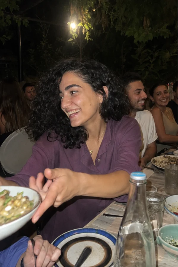 Layla at dinner with friends