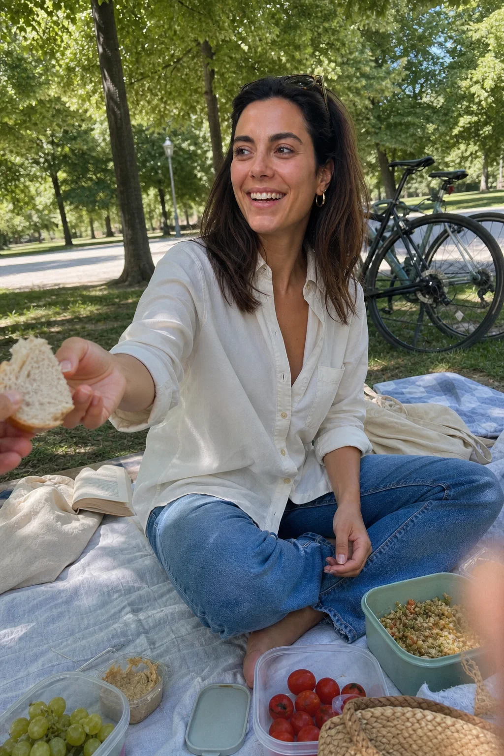 Lucía sharing a Sunday picnic with friends in Retiro Park