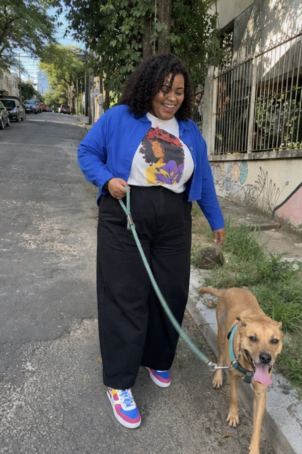 Marina walking a dog