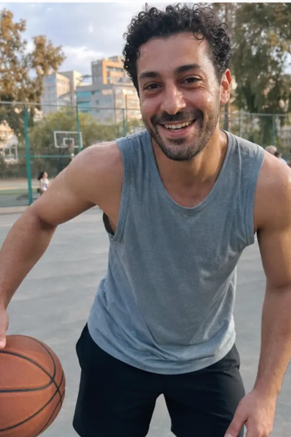 Omar playing basketball